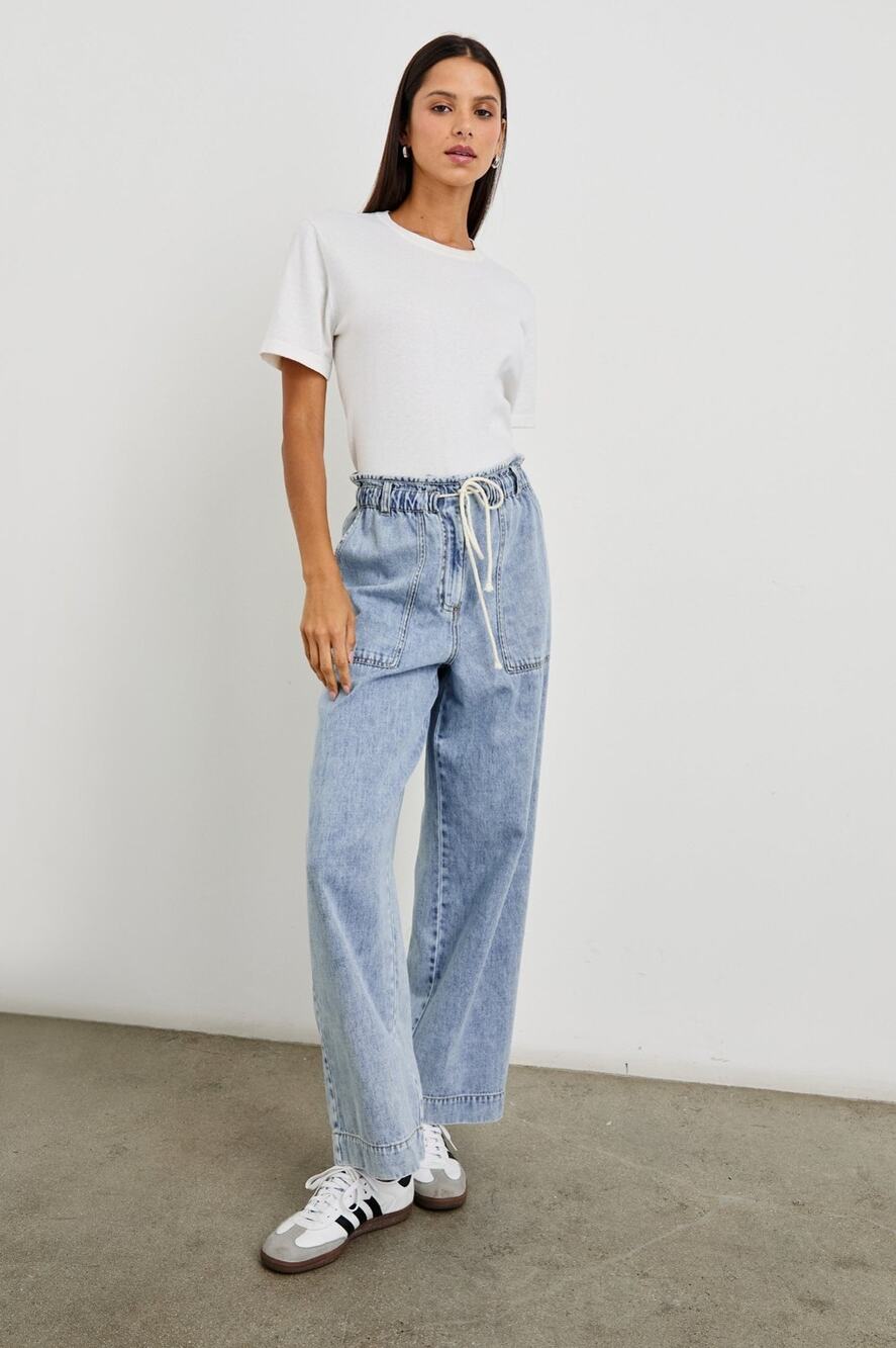 Rails Ryan Pant Faded Indigo Wide Leg Cotton Blend Coastal Grandma Stretch Sz M